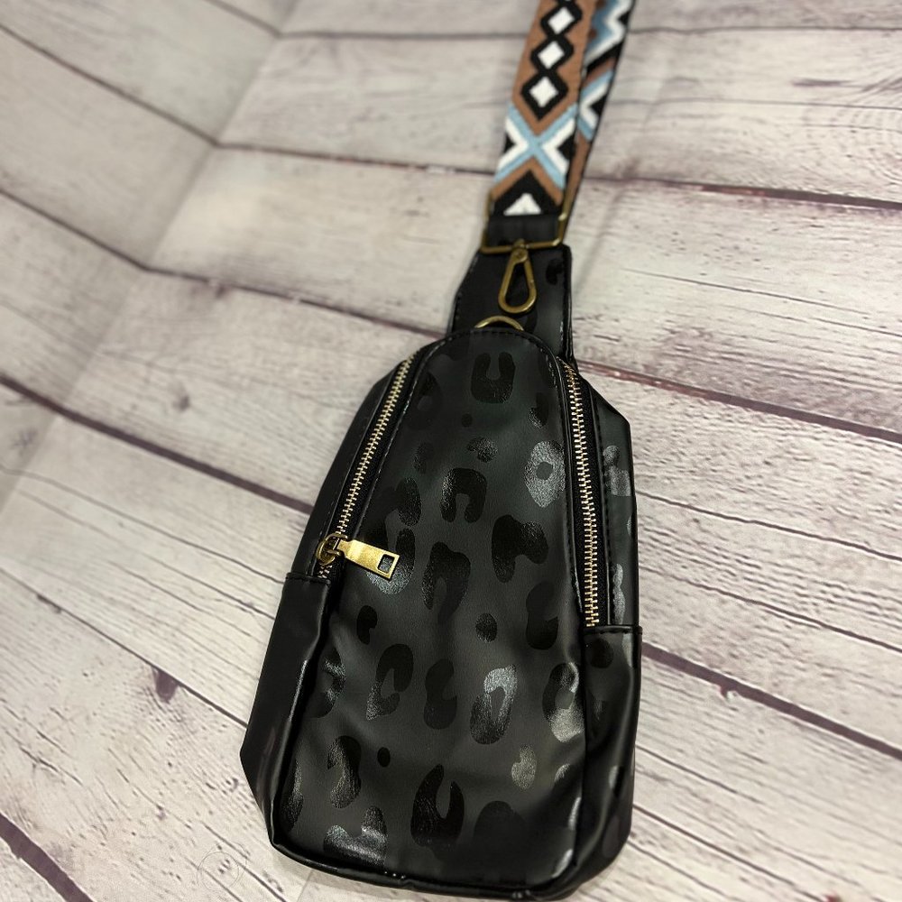Black Leopard Guitar Strap Purse